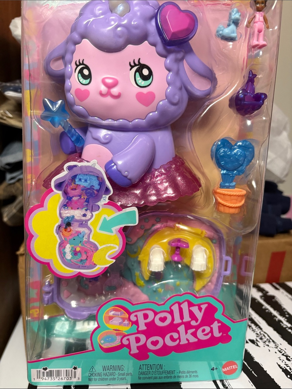 Polly Pocket Purple Lamb Collectible Doll - Purple & Pink